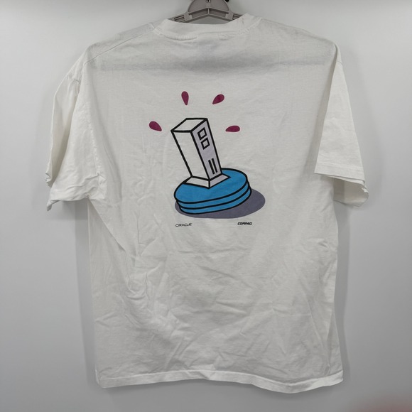 Vintage 90s Oracle System Sizer Compaq Hanes Beefy-Tee White XL Single Stitch